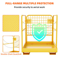 Garvee Forklift Safety Cage, 36"x36" Heavy Duty Forklift Man Basket Foldable Forklift Work Platform with Double Chain Guardrail Perfect for Aerial Work