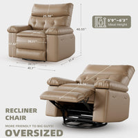 Garvee Oversized Wide Massage Recliner Chair, PU Leather Large Manual Recliner for Adults, Ultimate Comfort Lazy Boy with 1.5X Sponge Filling and Easy Recline Mechanism for Relaxation, Tan