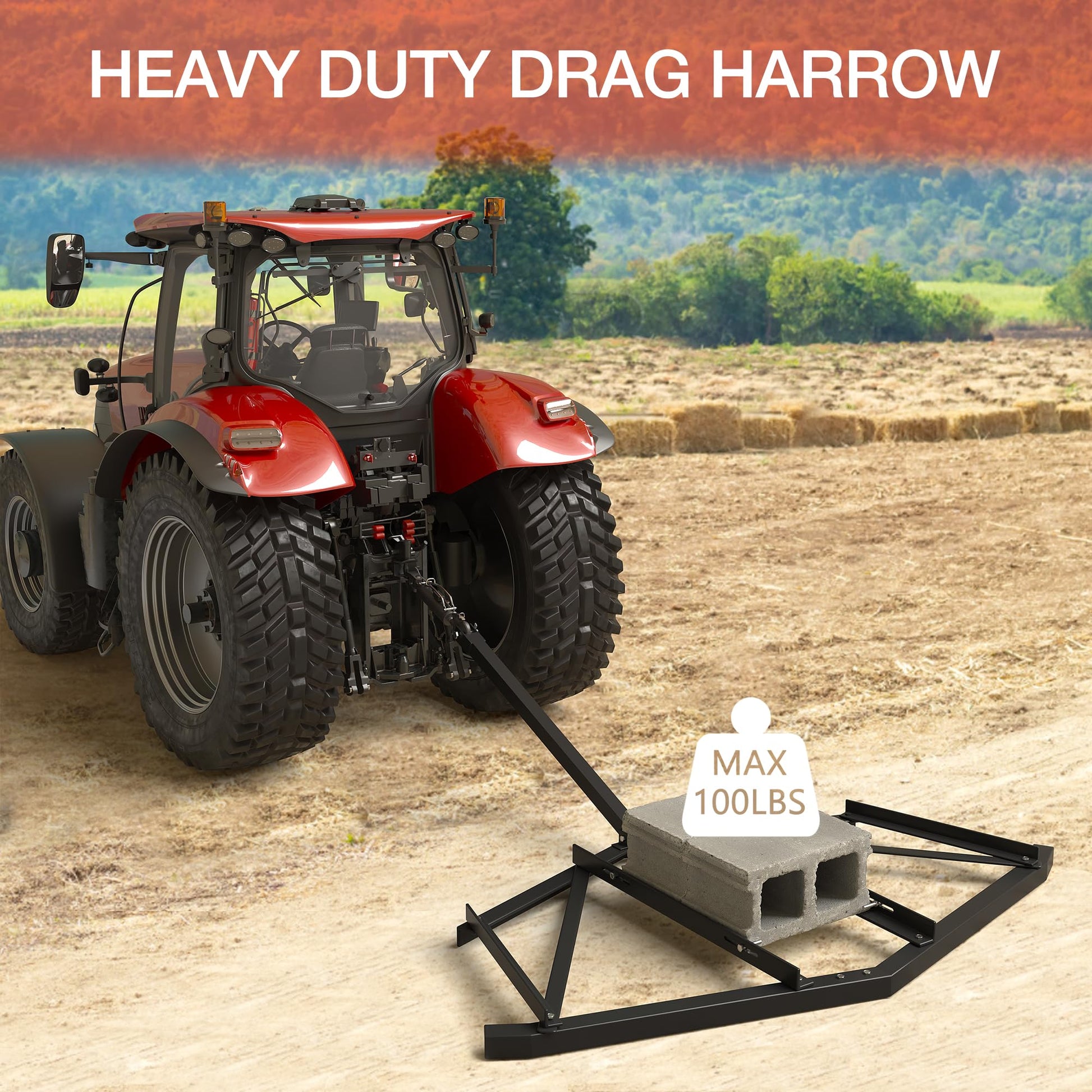 Garvee Driveway Drag: Heavy Duty Steel, Easy Assembly & Leveling, Adjustable Bolts, 100 lbs Load, Effortless Operation, Compatible with ATVs, UTVs
