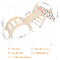 Garvee 3 in 1 Toddler Climbing Set, Jungle Gym for Toddlers - 3PCS Wooden Gym Playset with Triangle Folding Climbing Structure for Indoor Climbing and Sliding Fun