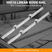 Garvee Linear Rail Slide SBR16-2000mm (2 PCS) and 4 PCS 4SBR16UU Bearing Blocks, Linear Bearing CNC Kit for Automated Machines DIY Project and Equipment