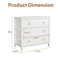 Garvee 3 Dresser for Bedroom, 29" Tall Dresser, Modern Tall Drawer Dresser with Storage, Wooden Closet Dressers Chest of Drawers Freestanding for Bedroom, Nursery, Living Room, White