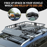 Garvee Roof Rack Carrier Basket Universal 51" X 36" X 5" Rooftop Cargo Carrier Basket Car Luggage Holder Universal for SUV Cars- 200 lb. Capacity (ROOF Basket)