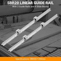 Garvee Linear Rail Slide SBR20-1200mm (2 PCS) and 4 PCS 4SBR20UU Bearing Blocks, Linear Bearing CNC Kit for Automated Machines DIY Project and Equipment