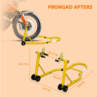 Garvee Heavy Duty Motorcycle Stand Lift - 900 lbs Capacity, Adjustable Universal Fit, Steel Frame, Front & Rear Combo, Yellow, for Repairs & Storage