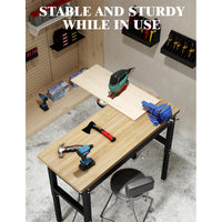 Garvee 60" x 20" Height Adjustable Workbench, 2200 Lbs Weight Capacity with Power Socket,Cable for Garages, Workshops, Homes & Offices (Rubber Pads)