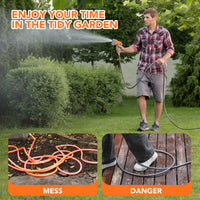 Garvee wall mounted garden hose reel with 9-pattern nozzle, brass fittings, and 3-layer PVC hose