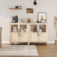 Garvee Sideboard Buffet Cabinet with Glass Doors, 29" Large Buffet Cabinet with Storage, Modern Farmhouse Storage Cabinet Table for Kitchen Dining Room, Living Room(Glass with 2 Door, Pear Wood)