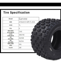 Garvee AT20x10-9-6PR TL EOS Garvee Atv Tires, AT20x10-9-6PR Compatible for