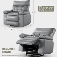 Garvee Oversized Wide Massage Recliner Chair, PU Leather Large Manual Recliner for Adults, Ultimate Comfort Lazy Boy with 1.5X Sponge Filling and Easy Recline Mechanism for Relaxation, Grey