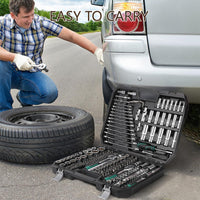 Garvee Mechanics Tool Set 216-Piece SAE/Metric Socket & Wrench Kit Durable Rolling Tool Box Portable for Automotive Repair DIY