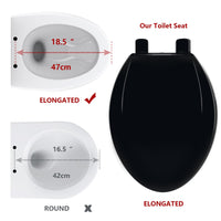 Garvee Toilet Seat Elongated,Toilet Seat with Quick-Release And Quick-Attach, Plastic Toilet Seat with Soft Close, Easy Install and Clean - Black