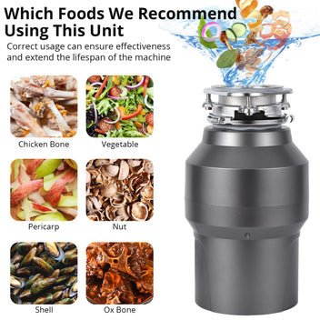 Garvee 1/2 HP Garbage Disposal, Sink Garbage Disposal With Air Switch, Continuous Feed Food Waste Disposer Cleaner With 14 In Power Cord, 380W 3500r/Min,Rose Gold