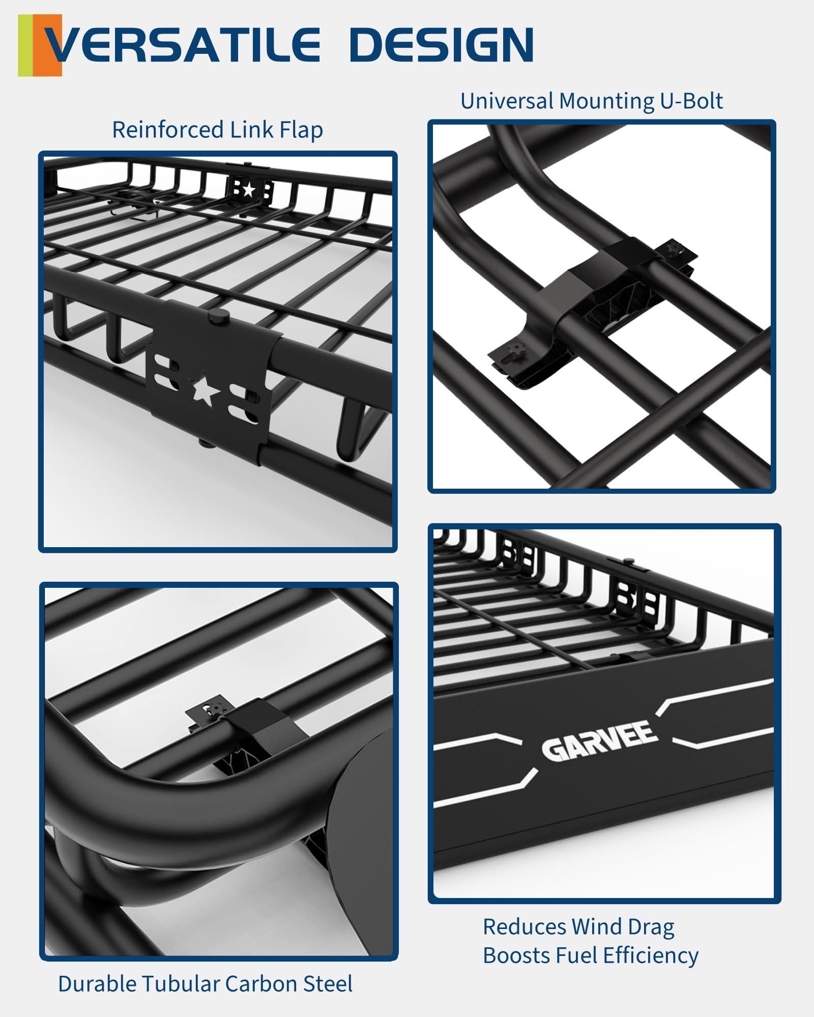 Garvee Spider 51"x 36"x 5" Roof Rack Basket Rooftop Cargo Carrier with Extension Black Car Top Luggage Holder Universal for SUV Cars