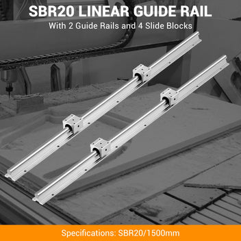 Garvee Linear Rail Slide SBR20-1500mm (2 PCS) and 4 PCS 4SBR20UU Bearing Blocks, Linear Bearing CNC Kit for Automated Machines DIY Project and Equipment