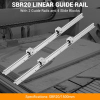 Garvee Linear Rail Slide SBR20-1500mm (2 PCS) and 4 PCS 4SBR20UU Bearing Blocks, Linear Bearing CNC Kit for Automated Machines DIY Project and Equipment