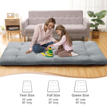 Garvee Futon Mattress Japanese Floor Mattress, Twin Size Tatami Mattress Kids Sleeping Mat for Dormitory, Roll Up Mattress Japanese Floor Mat for Sleep, Easy to Store, Light Grey