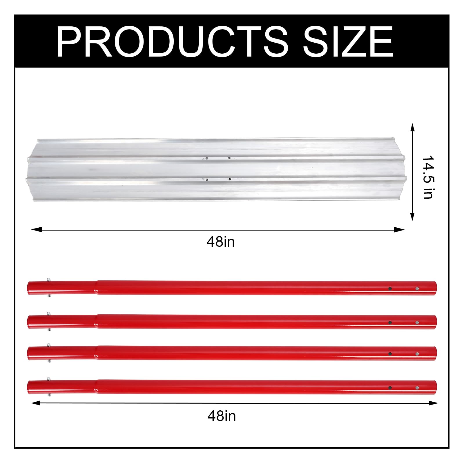 GARVEE 48" x 8" Magnesium Bull Float Kit – Aluminum Alloy with 4 Handles & Adjustable Bracket – Professional Concrete Smoothing Tool