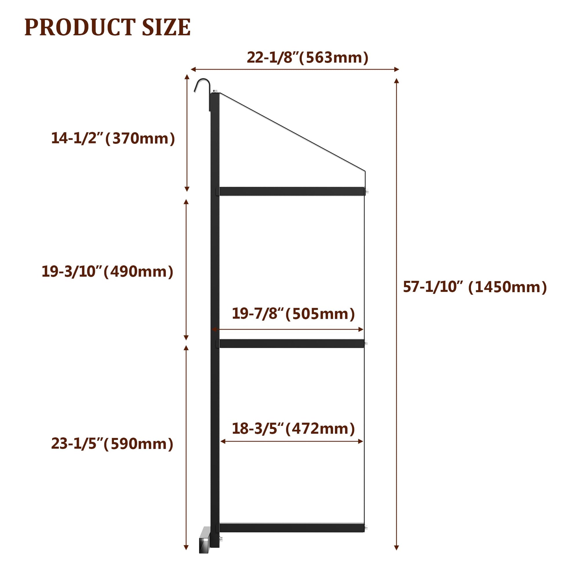 Garvee 2PCS Shipping Container Shelving Brackets, 3-Tier 22''D x 60''H Black Powder Coated Steel Shelf Support for Cargo Storage, Easy to Hang and Remove for Heavy Duty Containers, Workbenches