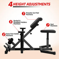 Garvee 2-In-1 Roman Chair & Preacher Curl Bench Multi-Function Heavy-Duty Hyperextension Bench for Home With Adjustable Height for Arms, Ab, Back, Glute & Leg Extension Exercise Equipment, Black