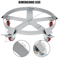 Garvee 55 Gallon Drum Dolly, 1250lbs, Steel Frame Bucket Dolly with 5 Swivel Casters Wheel, Non Tipping Barrel Dolly for Furniture/Trash/Plant
