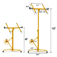 Garvee 11ft Drywall Lift 150-LB Capacity Yellow – 360° Adjustable Telescopic Arm & Locking Wheels for Sheetrock, Panel Hoist
