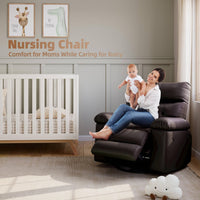 Garvee 22" Widen Rocker Swivel Recliner Chair, Lazy Boy for Adults, with Vibrating Massage and Heating, 1.5X Sponge Filling, Side Pocket, for Living Room, Bedroom, and Nursery
