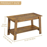 Garvee Coffee Table, 31.49'' Small Living Room Tables, 2-Tier Rustic Coffee Table for Living Room, Modern Farmhouse Style Rectangular Wood Table for Outdoors, Home Office, Bedroom, Apartment, Retro Brown
