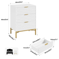Garvee White 3 Drawer Dresser for Bedroom, Simply Modern Chest of Drawers for Closet with Wide Top, Wooden Dresser with Deep Drawers, Nightstand for Living Room, Hallway, Kids Room