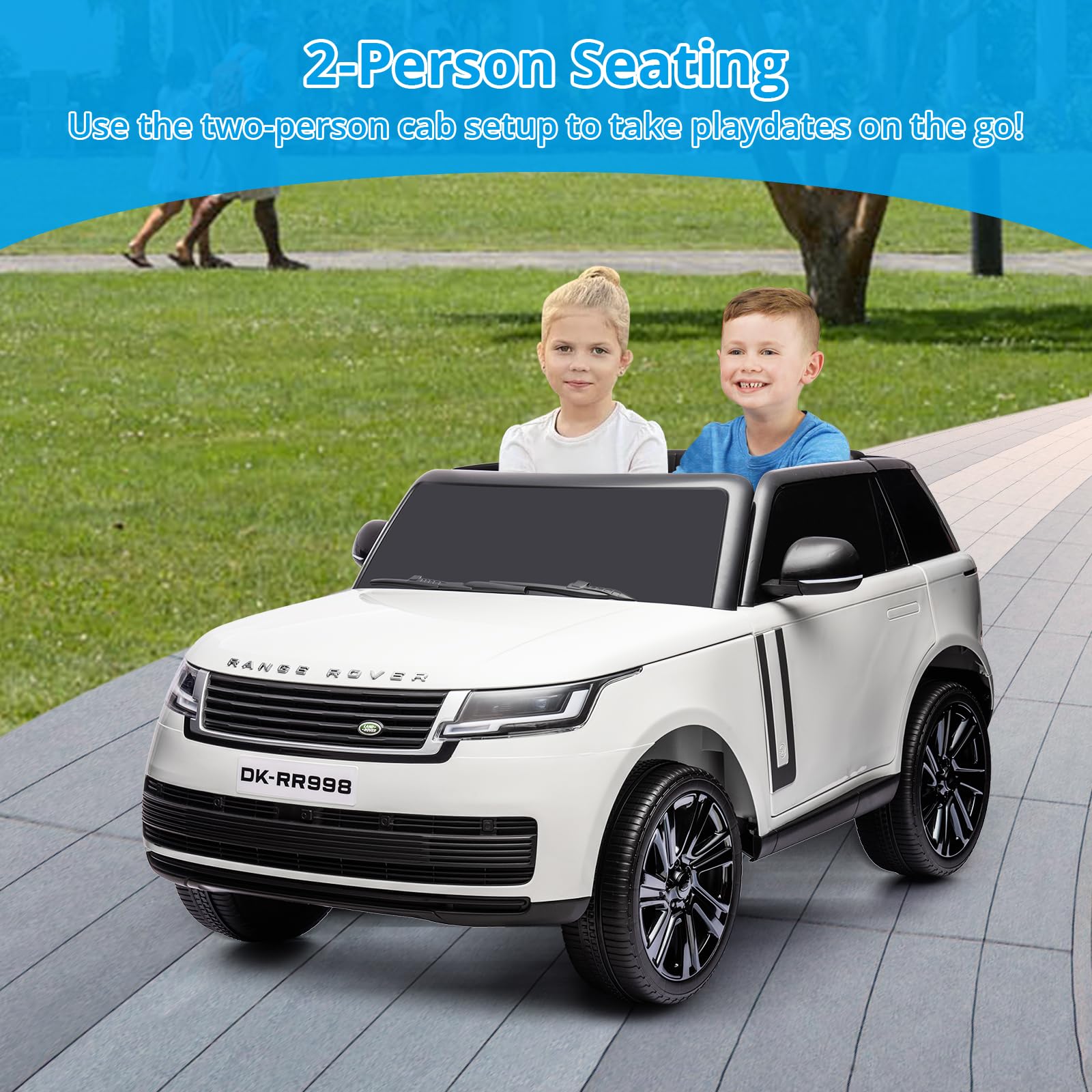 Garvee Ride - P Series: 24V 2-Seater Land Rover Ride-On Car For age 3+, With MP3, 3 Speeds, Remote Control, LED, 4-Wheel Suspension - White