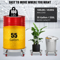 Garvee 55 Gallon Drum Dolly, 1250lbs, Steel Frame Bucket Dolly with 5 Swivel Casters Wheel, Non Tipping Barrel Dolly for Furniture/Trash/Plant