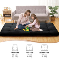 Garvee Japanese Floor Mattress, Twin Size Futon Mattress 39"x 80", Foldable Floor Bed Mattress Roll Up Portable Sleeping Pad, Kids Floor Play Mat Tatami Mat, Black