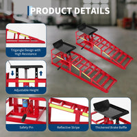 Garvee 5-Ton Hydraulic Car Ramps - Heavy-Duty Vehicle Lift with Reflective Strips for Night Use, Adjustable Height from 9.8" to 15", Portable Auto Service Ramps for Oil Changes and Truck Maintenance in Garage