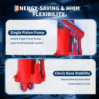 Garvee 8 Ton Hydraulic Long Ram Jack with Single Piston Pump & Clevis Base for Engine Hoists, Garage Cranes, Farm Use, Adjustable 24.8"-43.7", Heavy Duty Steel