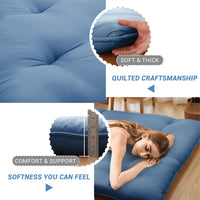 Garvee Futon Mattress, Japanese Floor Mattress Full Size Floor Mat for Sleeping Adult Size, Foldable Tatami Mattress Roll Up Floor Bed Mattress for House Guest Camping Dorm, Navy Blue