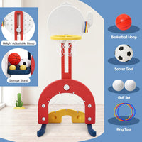 Garvee 7-in-1 Toddler Slide and Swing Set with Adjustable Swing, Basketball Hoop, Soccer Golf, Ring Toss, HDPE Material, Indoor Outdoor Playset for Kids Ages 1-3
