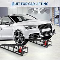 Garvee 2-Pack Hydraulic Car Ramps, 5T/11000 lbs Capacity Low-Profile Car Lift with Adjustable Height (9.4"-13.34") for Trucks, Trailers, and Auto Repair in Garage, Black