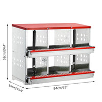 Garvee Nesting Boxes for Chickens, 6 Compartment Roll Out Away Chicken Nesting Boxes for Laying Eggs, Nesting Gift Boxes for Hens Duck Poultry, Metal Heavy Duty Chicken Coop with Perch