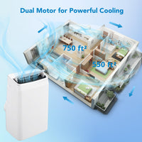 Garvee 14000 BTU Portable Air Conditioners with Remote Control, 3-in-1 Free Standing Cooling AC Unit with Fan & Dehumidifier, Cools Room up to 750 sq.ft, Smart/Sleep Mode, 3 Speed, Auto Swing, 24H Timer