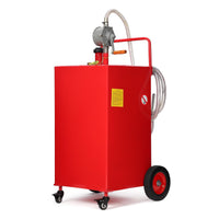 Garvee 40-Gallon Fuel Caddy - Portable Polyethylene Gasoline and Diesel Tank with Manual Rotary Pump, 360° Swivel Connector, 4 Wheels, and Side Hook for Cars and Boats, Red