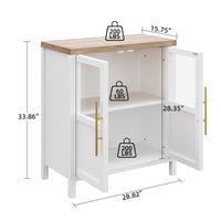 Garvee Sideboard Buffet Cabinet with 2 Glass Doors, 29" Large Buffet Cabinet with Storage, Modern Farmhouse Storage Cabinet Table for Kitchen Dining Room, Living Room (Glass with 2 Door, White)