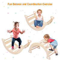 Garvee 3 in 1 Toddler Climbing Set, Jungle Gym for Toddlers - 3PCS Wooden Gym Playset with Triangle Folding Climbing Structure for Indoor Climbing and Sliding Fun