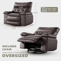 Garvee 22" Widen Rocker Swivel Recliner Chair, Lazy Boy for Adults, with Vibrating Massage and Heating, 1.5X Sponge Filling, Side Pocket, for Living Room, Bedroom, and Nursery