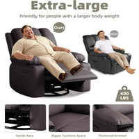 Garvee Oversized 27" Recliner Chairs with Heat and Massage, 360° Swivel Lazy Boy Recliner Chair for Adults, Manual Rocking Chair with Cup Holder for Living Rooms, Bedrooms and Nurseries, Coffee