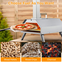 Garvee Pizza Ovens Wood Pellet 12" Portable Pizza Oven Outdoor, Stainless Steel Pizza Oven Cooking Pizza Maker for Charcoal Grill On Backyard Camping Party