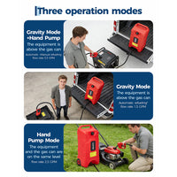 Garvee Upgraded 16 Gallon Gas Tank, Heavy-Duty Fuel Can with Manual Transfer Pump, 10FT Hose, and Casters, Leak-Proof Portable Gas Container for Lawn Mowers, Tractors, Boats, and Snow Blowers, Red
