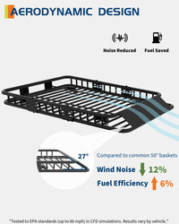 Garvee 46"x36"x5" Universal Roof Rack Carrier Basket - 200 lbs Capacity Heavy-Duty Rooftop Cargo Rack and Luggage Holder for SUVs, Trucks, and Vehicles, Black