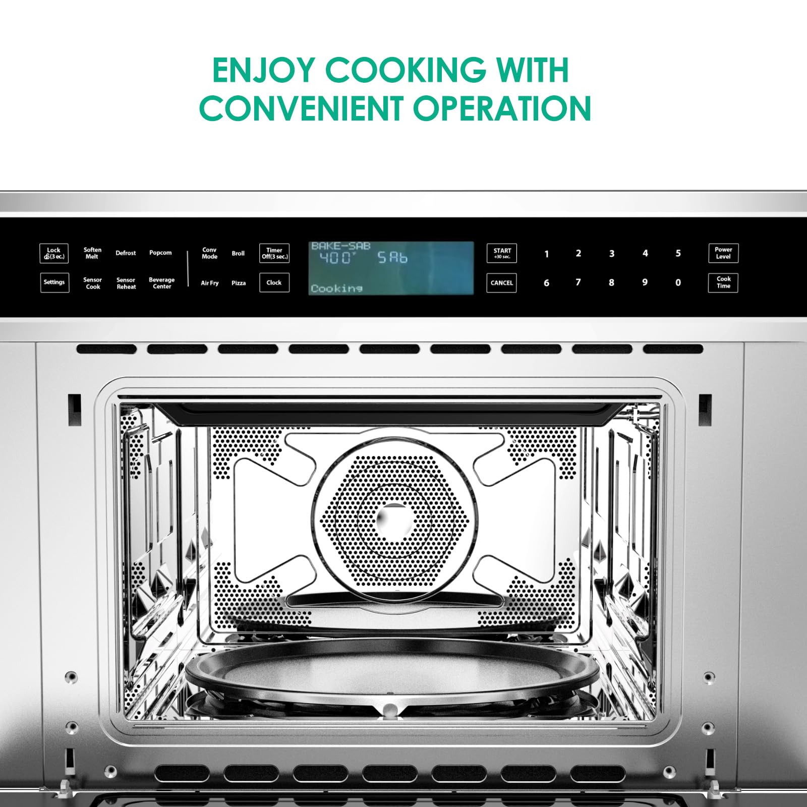 Garvee 30’ Microwave Oven, 1.6 Cu.Ft Capacity Built-In Microwave Convention Oven with Air Fryer, Child Safety Lock, Drop Down Door, 3D Surround Heating Touch Control for Versatile Cooking Solutions