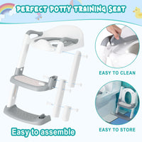 Garvee Potty Training Seat, Height Adjustable Toddler Toilet Seat for Kids Boys Girls, 2 in 1 Potty Training Toilet, Splash Guard Anti-Slip Pad Step Stool