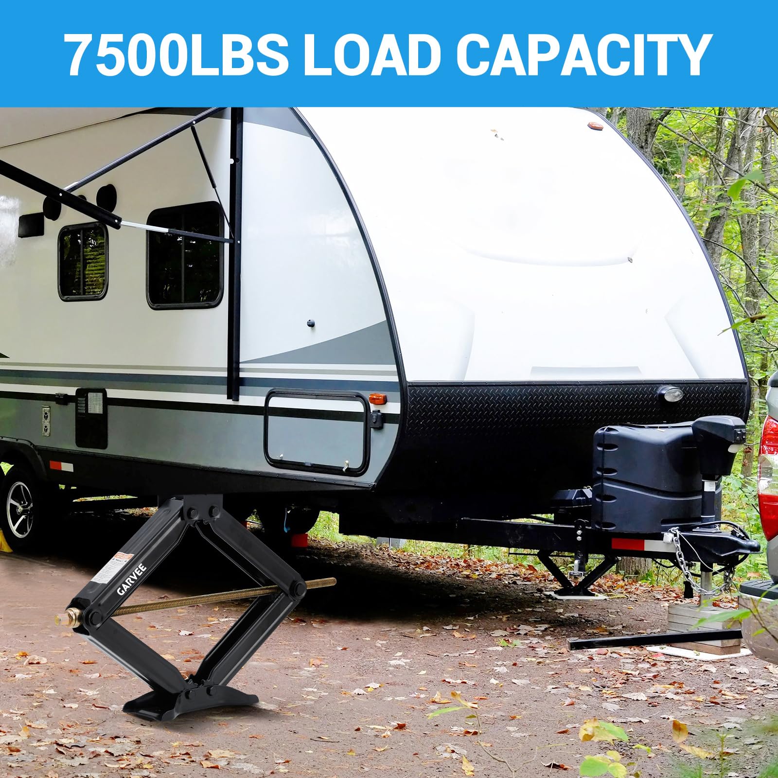 Garvee 7500 lbs RV Scissor Jacks, 24" Heavy-Duty Leveling Stabilizers with Crank Handle, 4"-24" Adjustable Height, Powder-Coated Steel Base for Travel Trailers, RVs, and Campers, 2 Pack